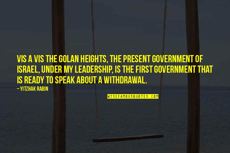 Cheval Shepard Quotes By Yitzhak Rabin: Vis a vis the Golan Heights, the present