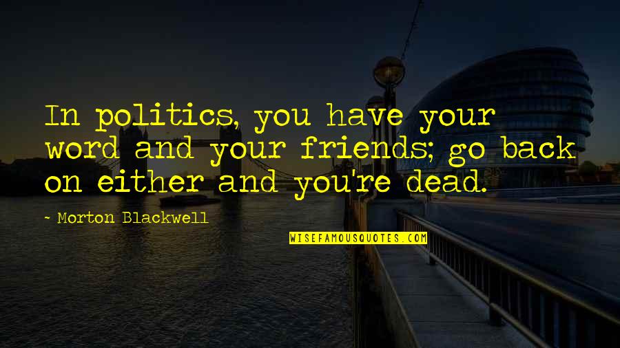Chevonne Ugg Quotes By Morton Blackwell: In politics, you have your word and your Chevonne Ugg Quotes By Morton Blackwell: In politics, you have your word and your