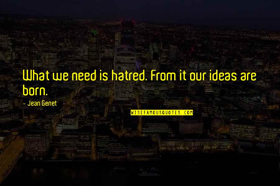 Chevreul Illusion Quotes By Jean Genet: What we need is hatred. From it our