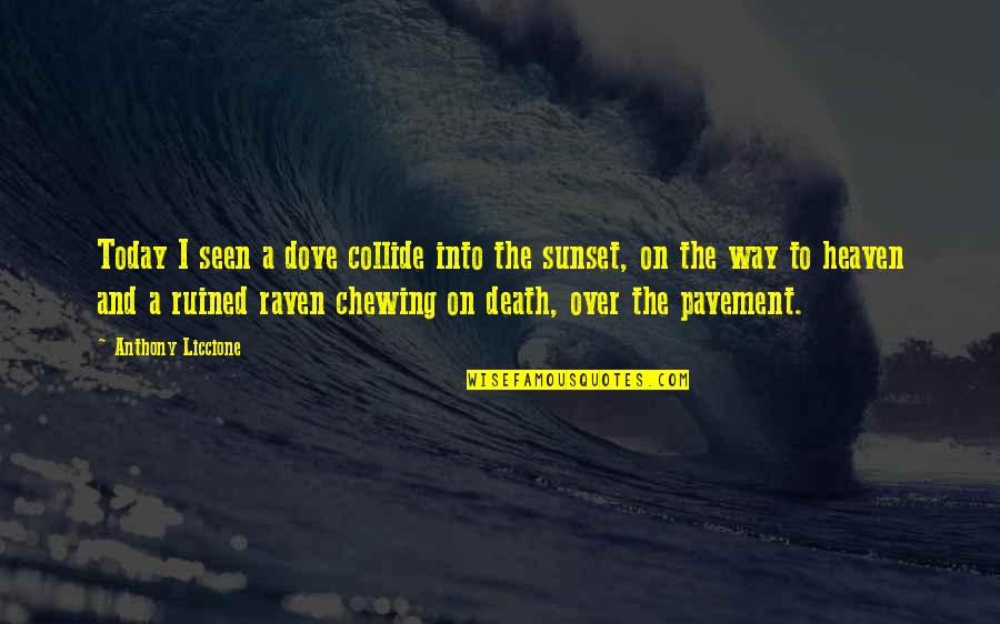 Chewing Quotes By Anthony Liccione: Today I seen a dove collide into the