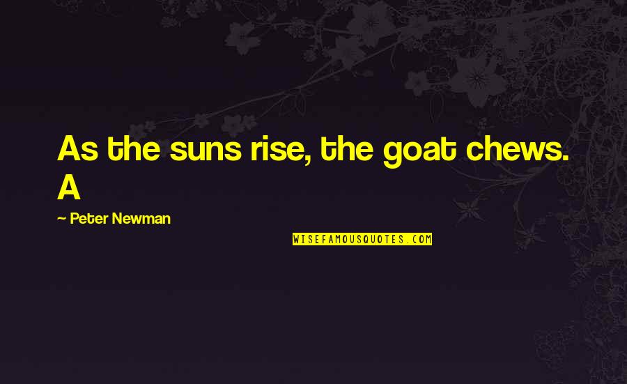 Chews Quotes By Peter Newman: As the suns rise, the goat chews. A Chews Quotes By Peter Newman: As the suns rise, the goat chews. A