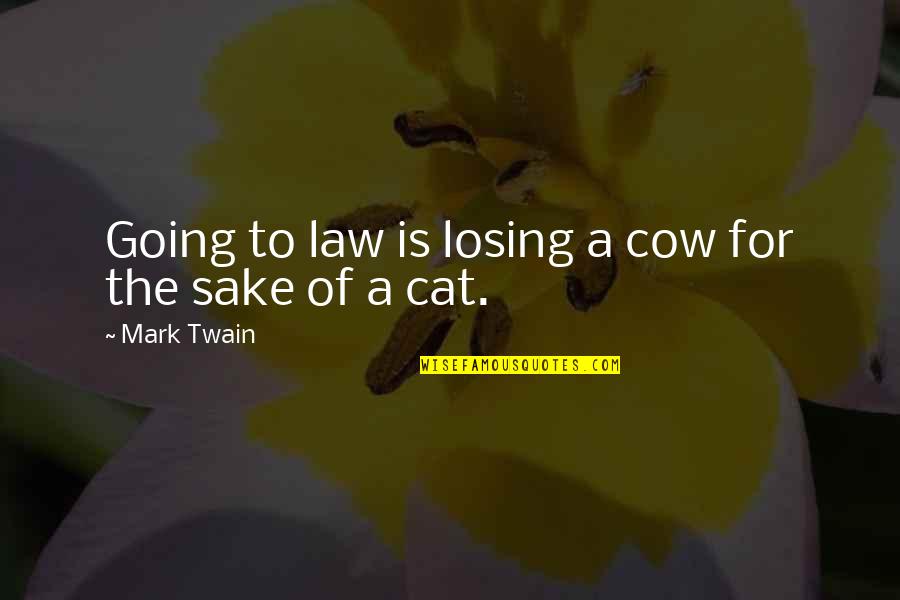 Chhhhhhh Quotes By Mark Twain: Going to law is losing a cow for