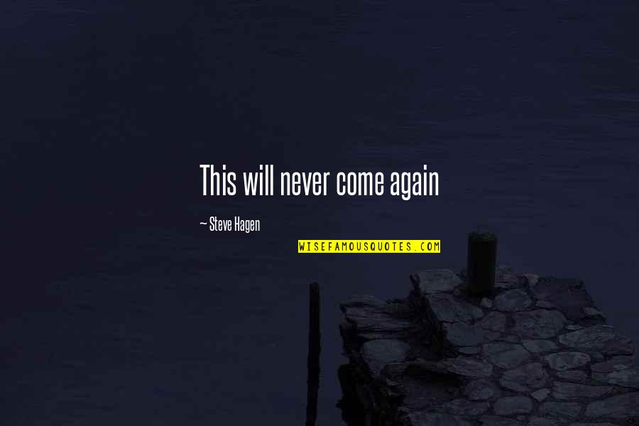 Chiappini Italian Quotes By Steve Hagen: This will never come again