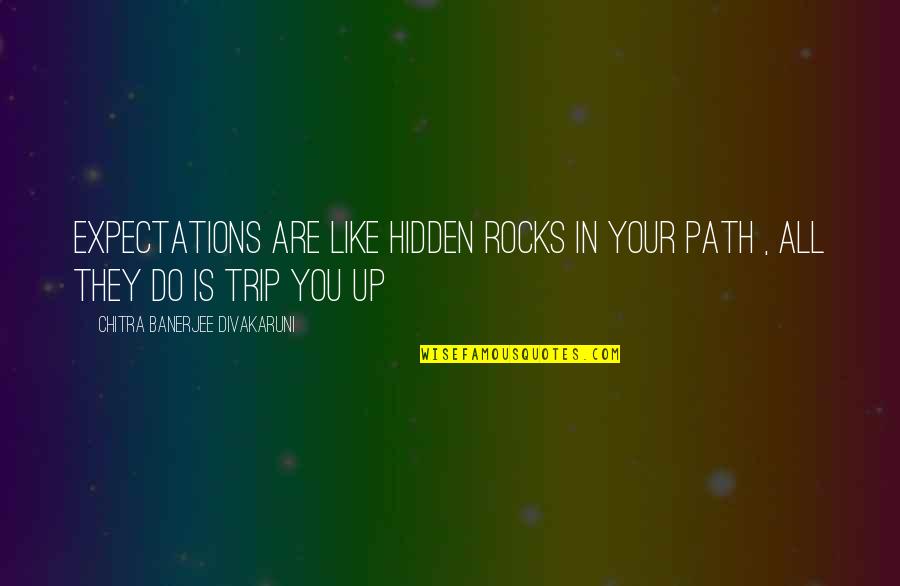 Chiarenza Couture Quotes By Chitra Banerjee Divakaruni: Expectations are like hidden rocks in your path