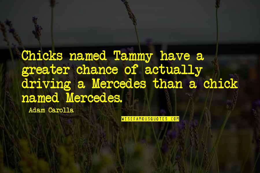 Chick Quotes By Adam Carolla: Chicks named Tammy have a greater chance of