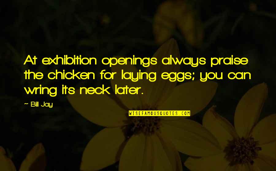 Chicken Eggs Quotes By Bill Jay: At exhibition openings always praise the chicken for