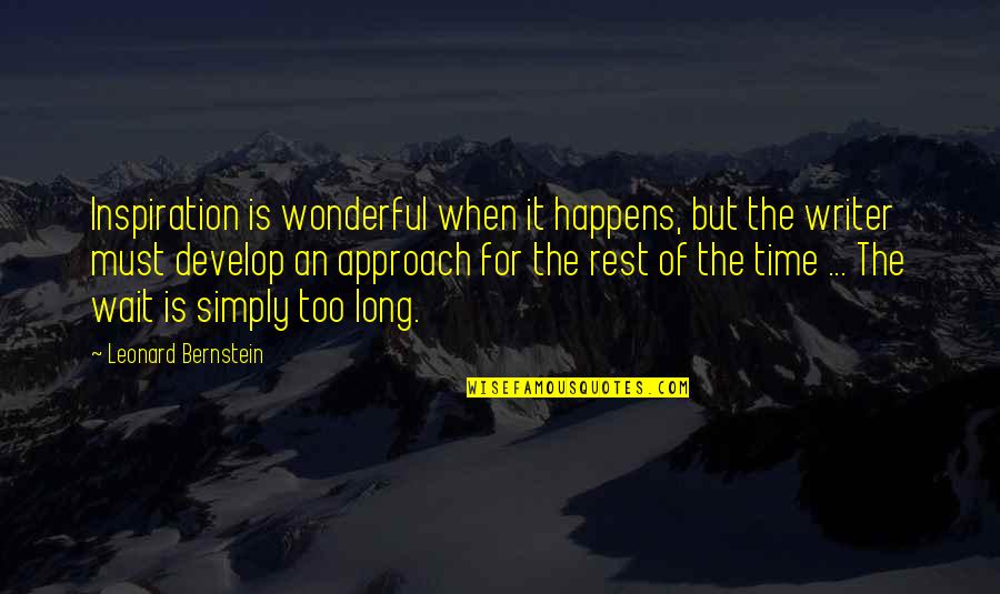 Chicken Noodle Soup Quotes By Leonard Bernstein: Inspiration is wonderful when it happens, but the