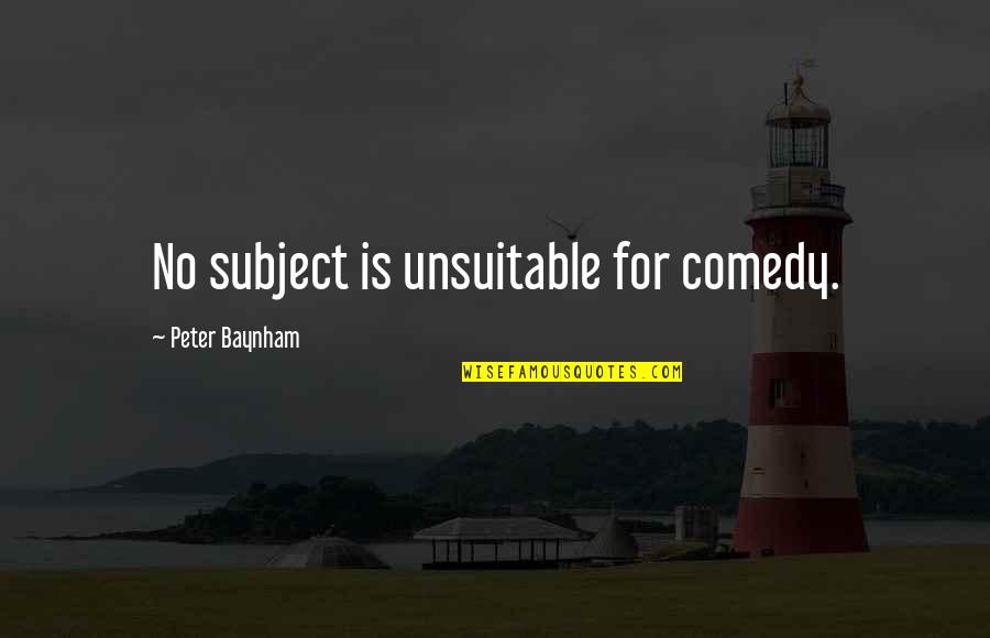 Chicken Tender Quotes By Peter Baynham: No subject is unsuitable for comedy.