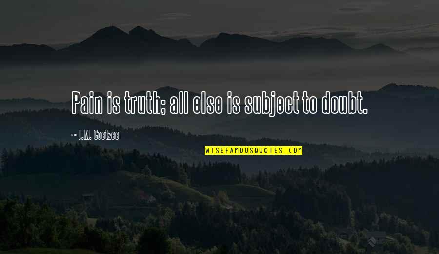 Chief Albert Luthuli Quotes By J.M. Coetzee: Pain is truth; all else is subject to