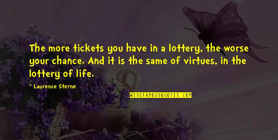 Chief Guests Quotes By Laurence Sterne: The more tickets you have in a lottery,