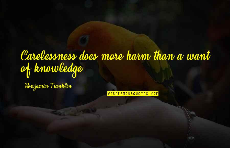 Chief Luthuli Quotes By Benjamin Franklin: Carelessness does more harm than a want of Chief Luthuli Quotes By Benjamin Franklin: Carelessness does more harm than a want of