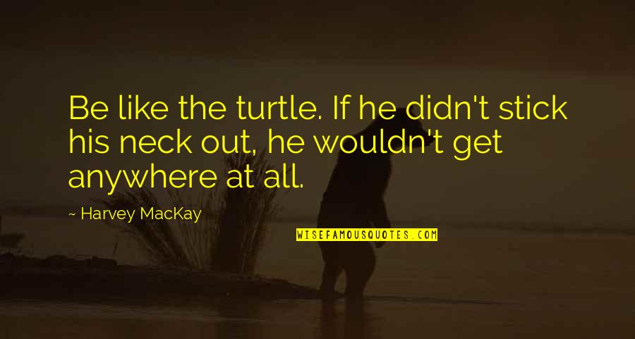 Chief Red Eagle Quotes By Harvey MacKay: Be like the turtle. If he didn't stick