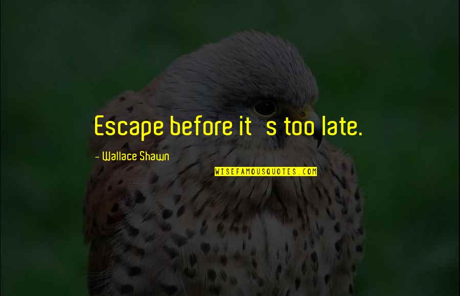 Chief Red Eagle Quotes By Wallace Shawn: Escape before it's too late.