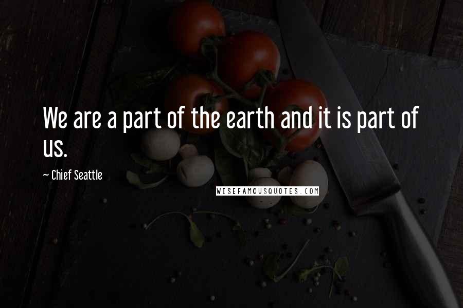 Chief Seattle quotes: We are a part of the earth and it is part of us.