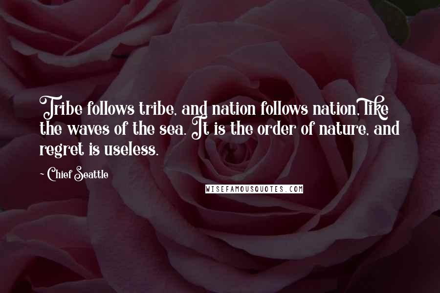 Chief Seattle quotes: Tribe follows tribe, and nation follows nation, like the waves of the sea. It is the order of nature, and regret is useless.