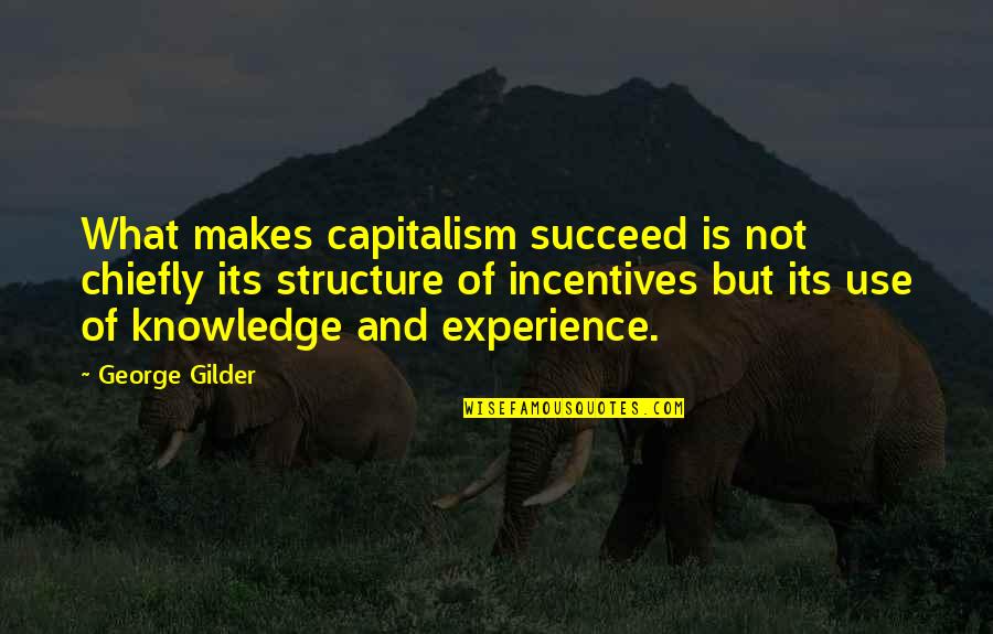 Chiefly Quotes By George Gilder: What makes capitalism succeed is not chiefly its