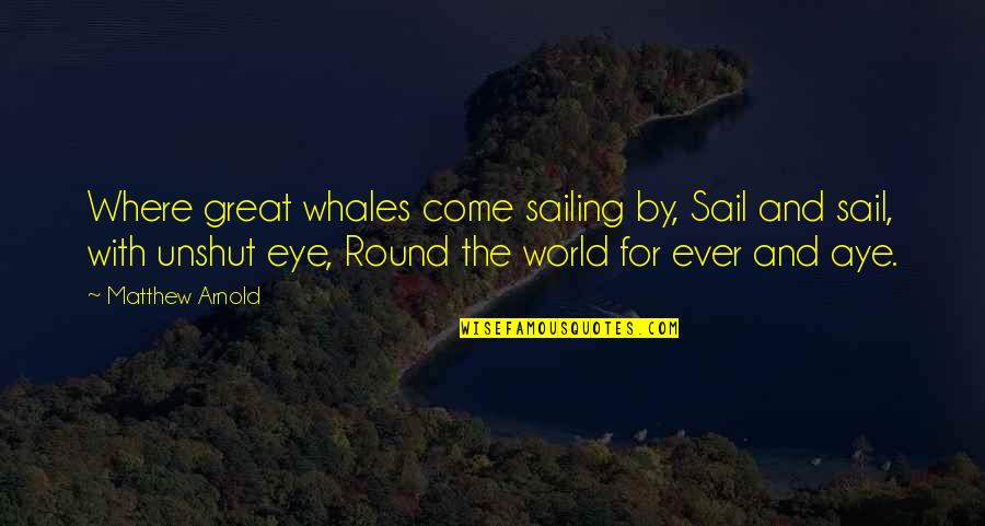 Chievres Quotes By Matthew Arnold: Where great whales come sailing by, Sail and