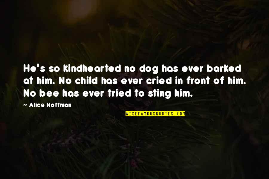 Child And Dog Quotes By Alice Hoffman: He's so kindhearted no dog has ever barked