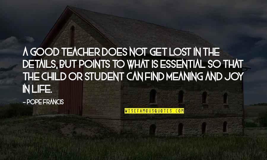 Child And Life Quotes By Pope Francis: A good teacher does not get lost in