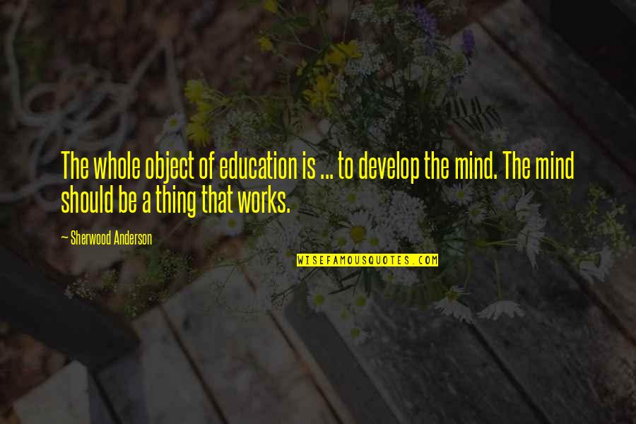 Child Labour Day Quotes By Sherwood Anderson: The whole object of education is ... to