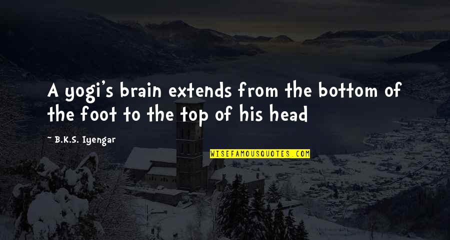 Child Proof Quotes By B.K.S. Iyengar: A yogi's brain extends from the bottom of