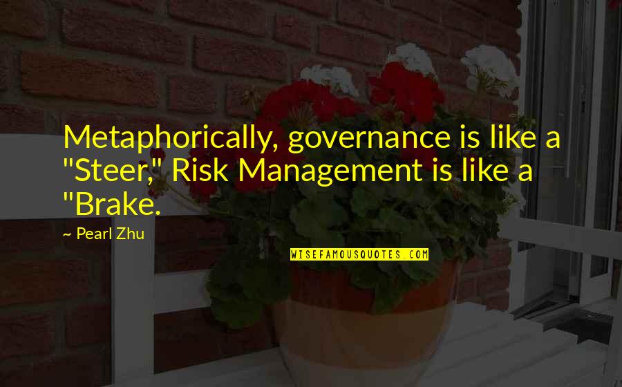 Child Supervision Quotes By Pearl Zhu: Metaphorically, governance is like a "Steer," Risk Management