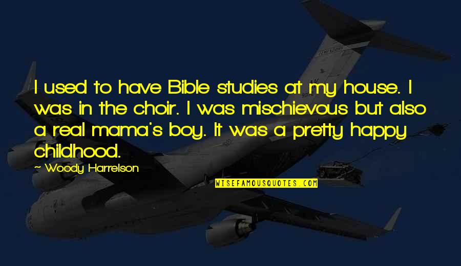 Childhood House Quotes By Woody Harrelson: I used to have Bible studies at my
