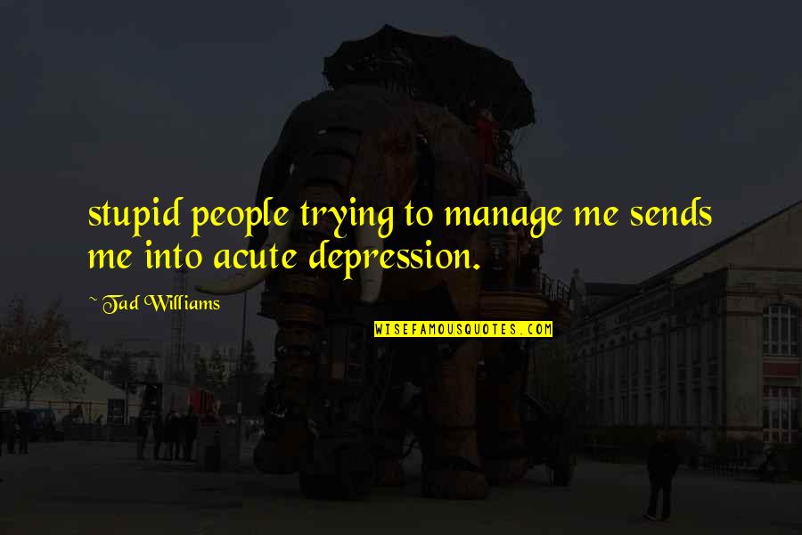Childhood Joy Quotes By Tad Williams: stupid people trying to manage me sends me