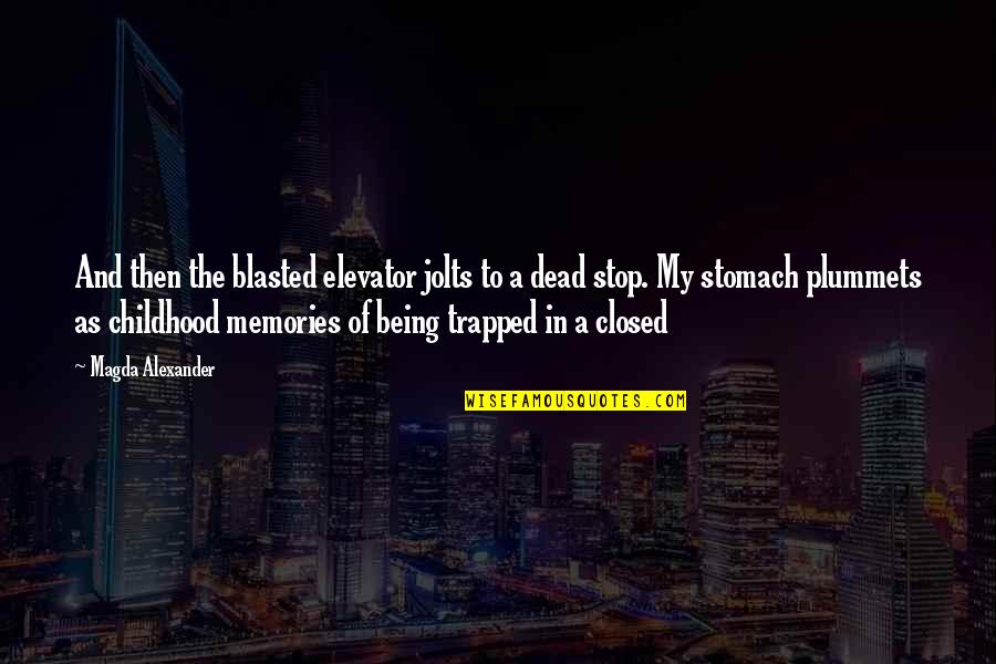 Childhood Memories Quotes By Magda Alexander: And then the blasted elevator jolts to a