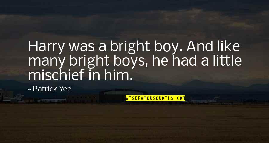 Childhood Mischief Quotes By Patrick Yee: Harry was a bright boy. And like many