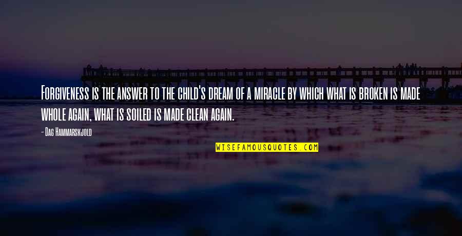 Child's Dream Quotes By Dag Hammarskjold: Forgiveness is the answer to the child's dream