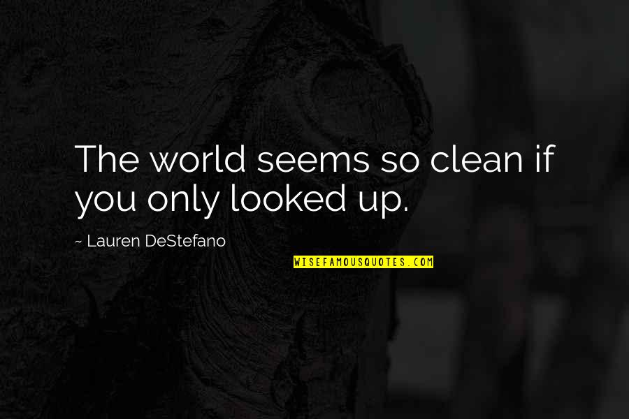 Chilean Proverbs And Quotes By Lauren DeStefano: The world seems so clean if you only