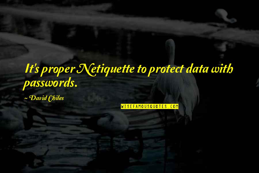 Chiles Quotes By David Chiles: It's proper Netiquette to protect data with passwords.