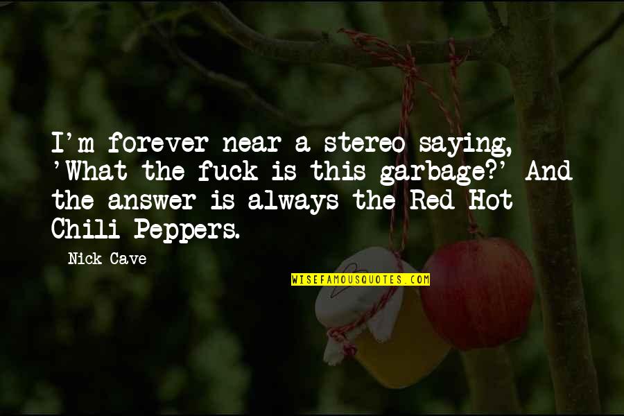 Chili Peppers Quotes By Nick Cave: I'm forever near a stereo saying, 'What the