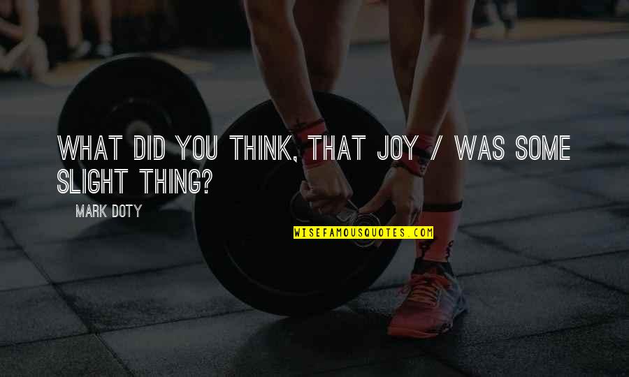 Chill Vibes Quotes By Mark Doty: What did you think, that joy / was