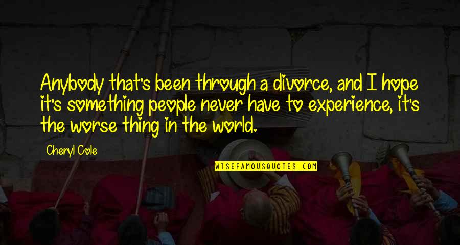 Chilled Beer Quotes By Cheryl Cole: Anybody that's been through a divorce, and I