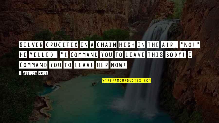 Chillout Radio Quotes By Willow Rose: silver crucifix in a chain high in the