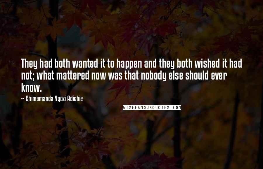 Chimamanda Ngozi Adichie quotes: They had both wanted it to happen and they both wished it had not; what mattered now was that nobody else should ever know.