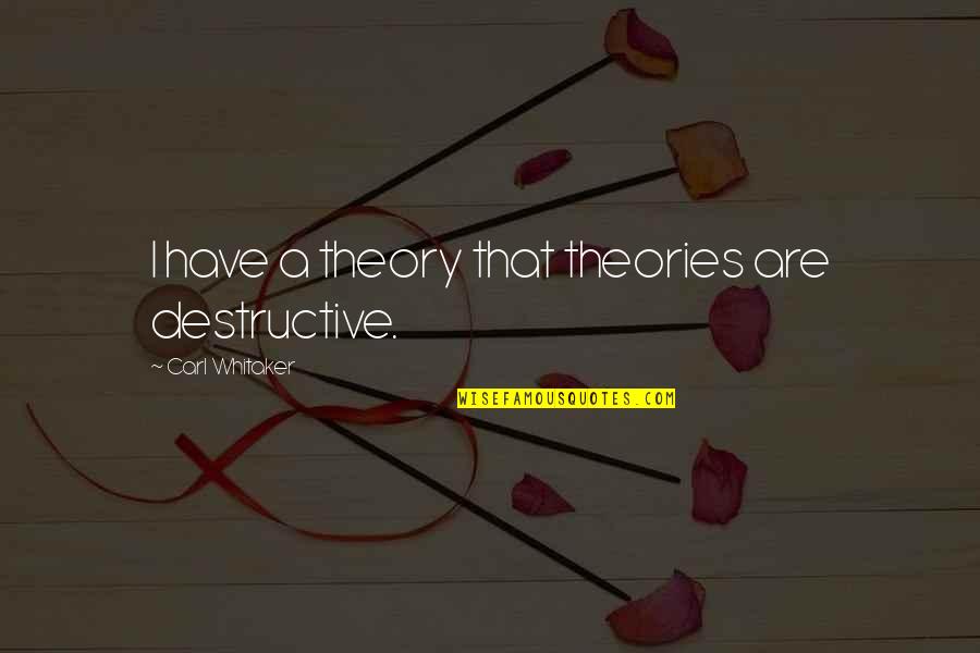 Chimique Quotes By Carl Whitaker: I have a theory that theories are destructive.