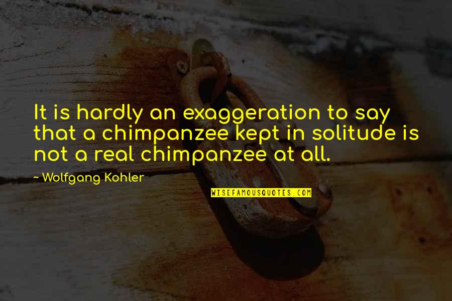 Chimpanzees Quotes By Wolfgang Kohler: It is hardly an exaggeration to say that