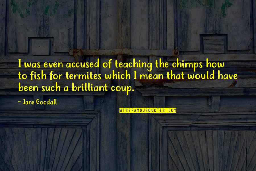 Chimps Quotes By Jane Goodall: I was even accused of teaching the chimps Chimps Quotes By Jane Goodall: I was even accused of teaching the chimps
