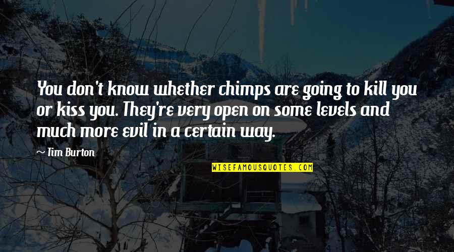 Chimps Quotes By Tim Burton: You don't know whether chimps are going to Chimps Quotes By Tim Burton: You don't know whether chimps are going to