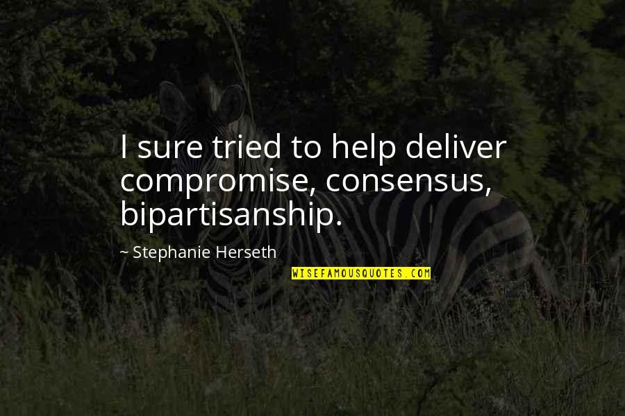 Chinese Handcuffs By Chris Crutcher Quotes By Stephanie Herseth: I sure tried to help deliver compromise, consensus,