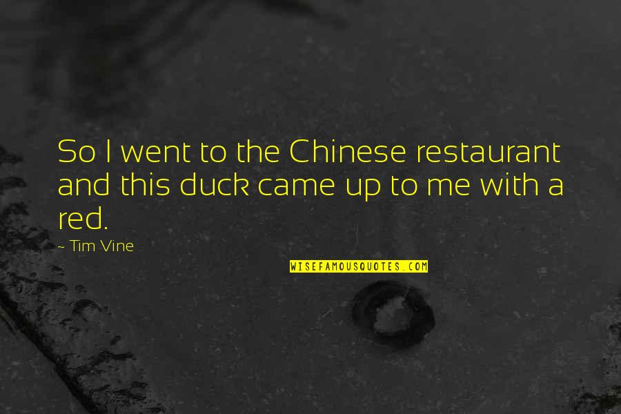 Chinese Restaurant Quotes By Tim Vine: So I went to the Chinese restaurant and
