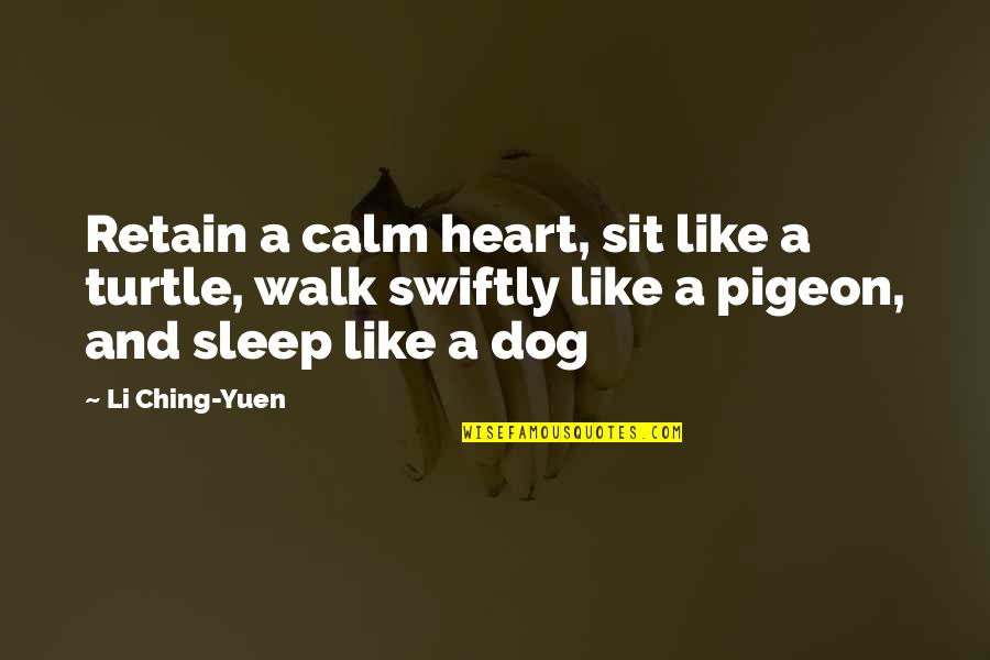 Ching's Quotes By Li Ching-Yuen: Retain a calm heart, sit like a turtle,