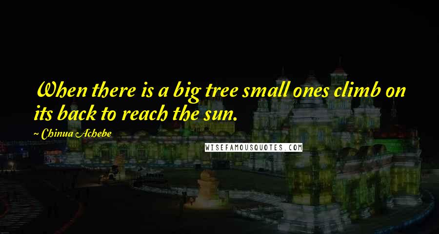 Chinua Achebe quotes: When there is a big tree small ones climb on its back to reach the sun.