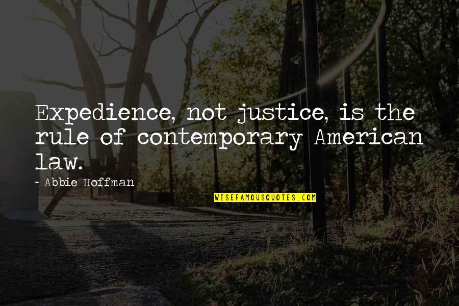 Chiots Run Quotes By Abbie Hoffman: Expedience, not justice, is the rule of contemporary