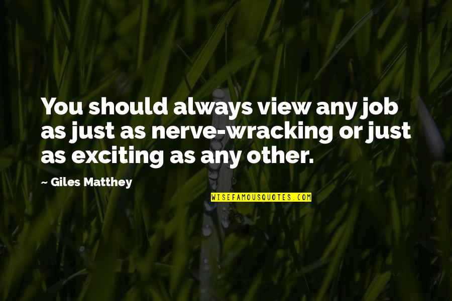 Chisholms Godley Quotes By Giles Matthey: You should always view any job as just
