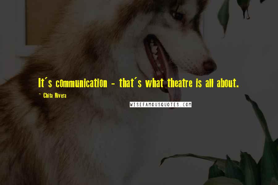 Chita Rivera quotes: It's communication - that's what theatre is all about.