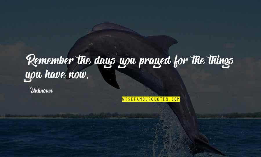Chitarrista Pantera Quotes By Unknown: Remember the days you prayed for the things